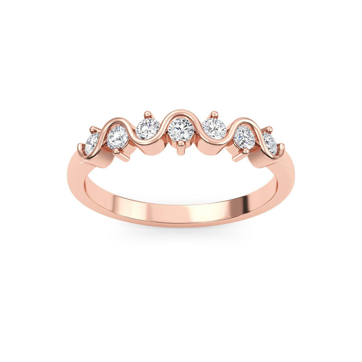0.27ctw Round Brilliant Lab-Grown Diamond Wavy Wedding Band or Stackable Ring in 14k Rose Gold
