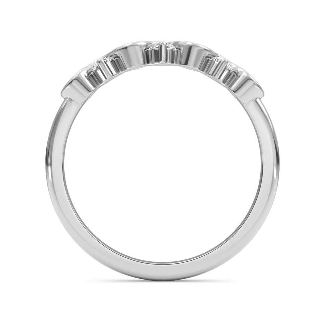 0.27ctw Round Brilliant Lab-Grown Diamond Wavy Wedding Band or Stackable Ring in 14k White Gold