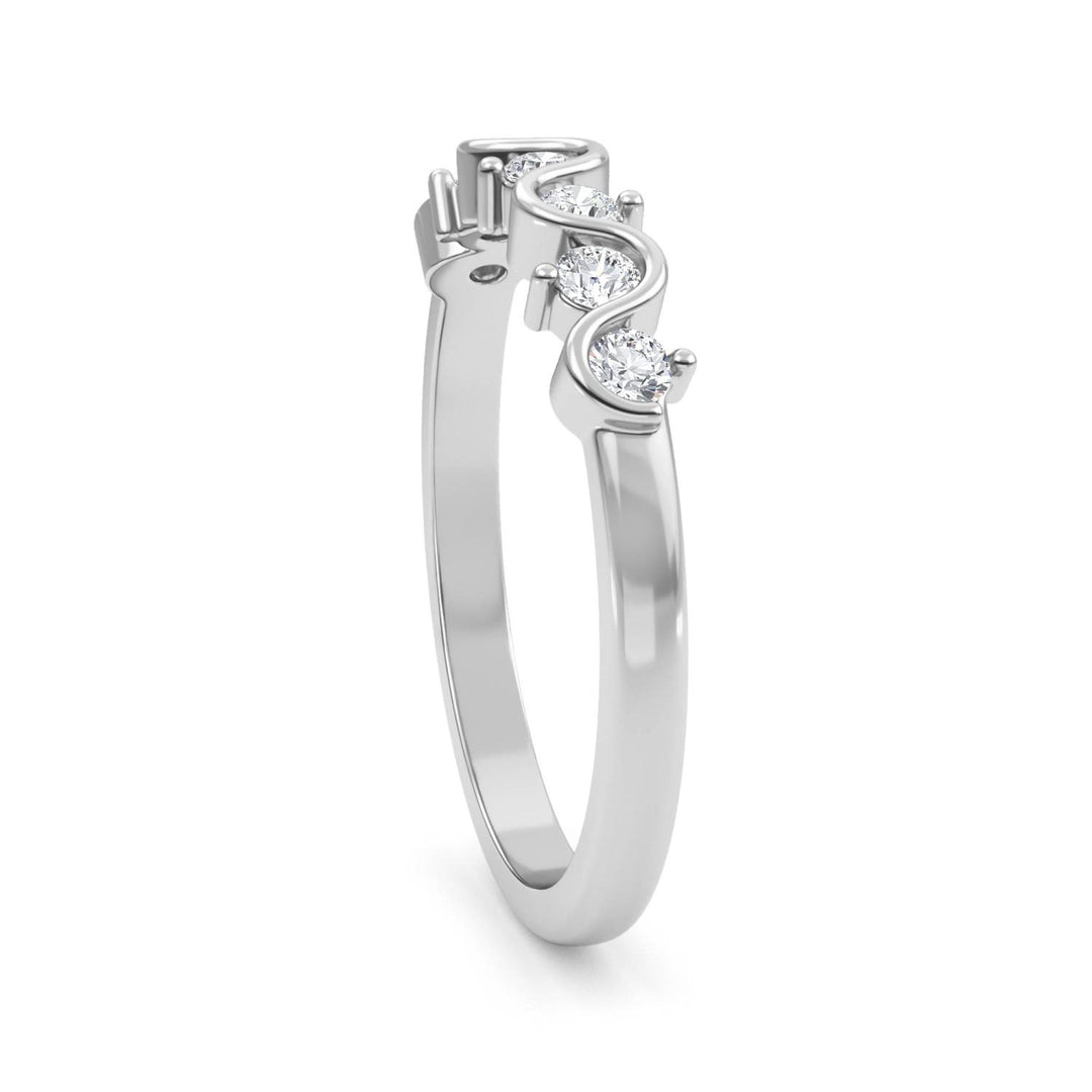 0.27ctw Round Brilliant Lab-Grown Diamond Wavy Wedding Band or Stackable Ring in 14k White Gold