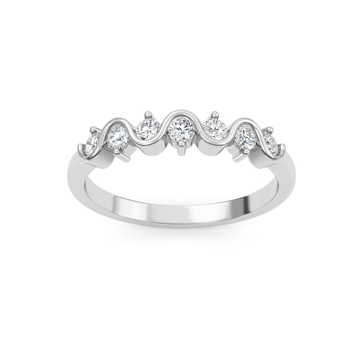 0.27ctw Round Brilliant Lab-Grown Diamond Wavy Wedding Band or Stackable Ring in 14k White Gold