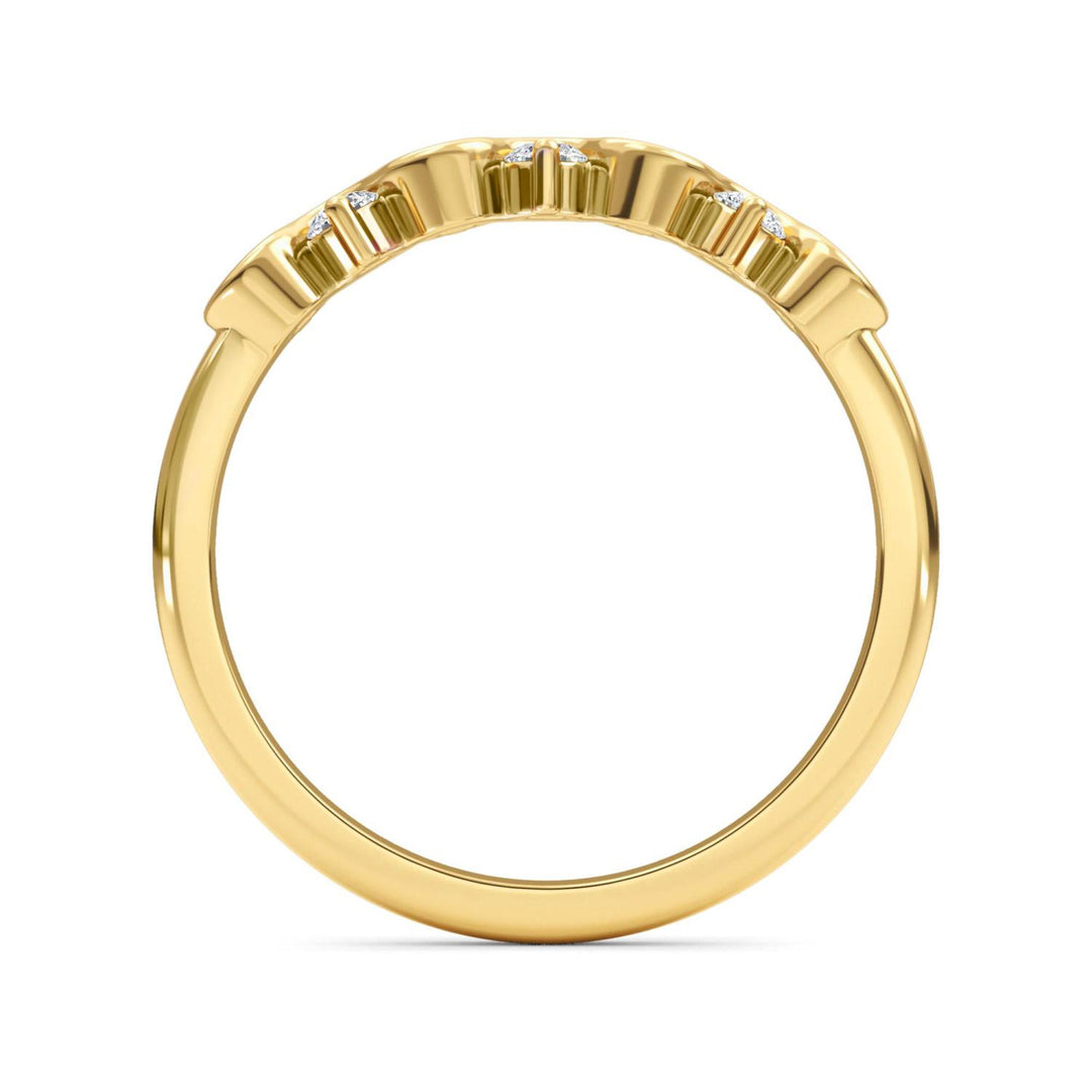 0.27ctw Round Brilliant Lab-Grown Diamond Wavy Wedding Band or Stackable Ring in 14k Yellow Gold