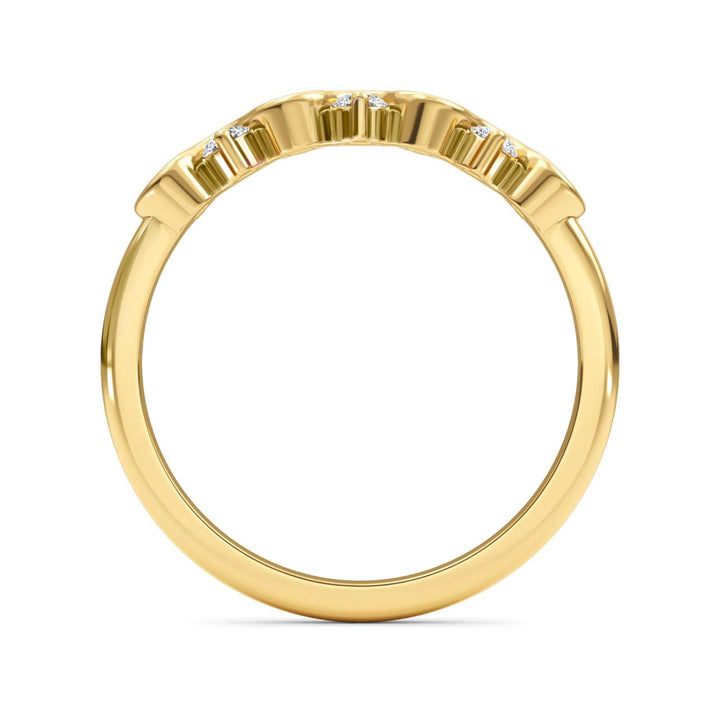 0.27ctw Round Brilliant Lab-Grown Diamond Wavy Wedding Band or Stackable Ring in 14k Yellow Gold