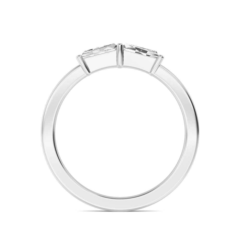 0.28ctw Tapered Baguette Cut Lab-Grown Diamond 2-Stone Stackable Band in 14k White Gold
