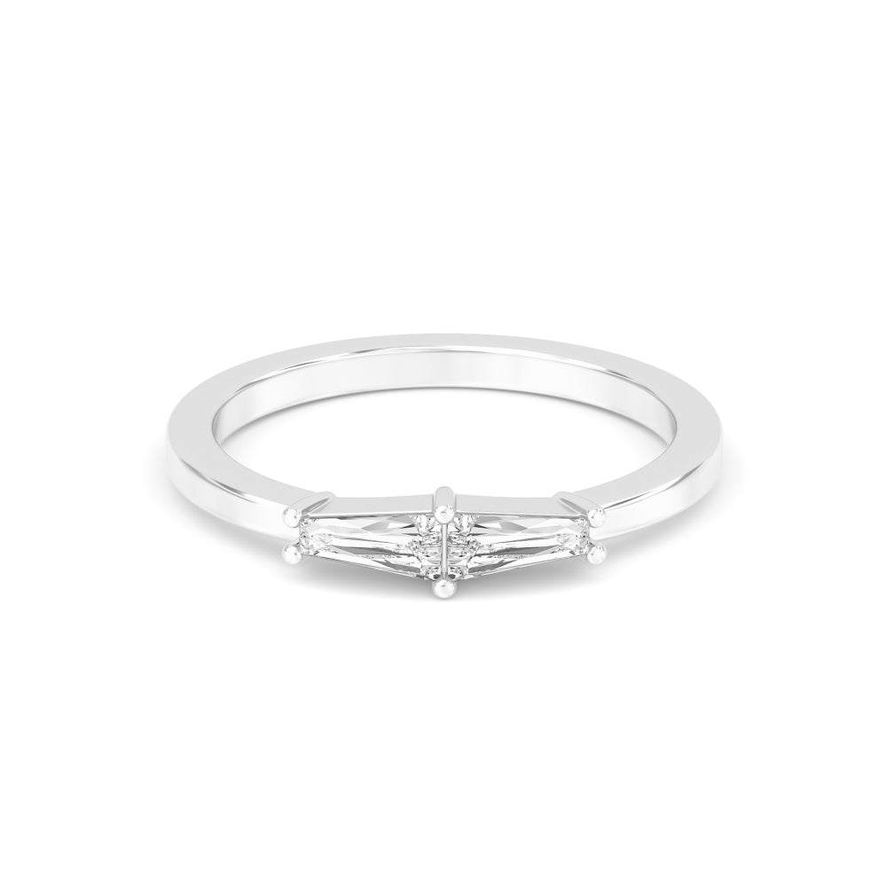 0.28ctw Tapered Baguette Cut Lab-Grown Diamond 2-Stone Stackable Band in 14k White Gold