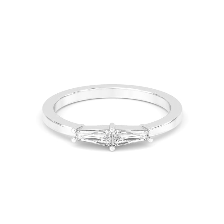 0.28ctw Tapered Baguette Cut Lab-Grown Diamond 2-Stone Stackable Band in 14k White Gold