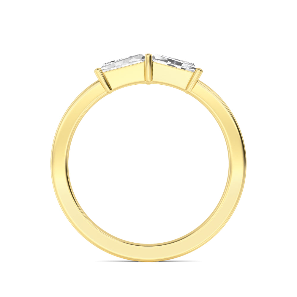 0.28ctw Tapered Baguette Cut Lab-Grown Diamond 2-Stone Stackable Band in 14k Yellow Gold