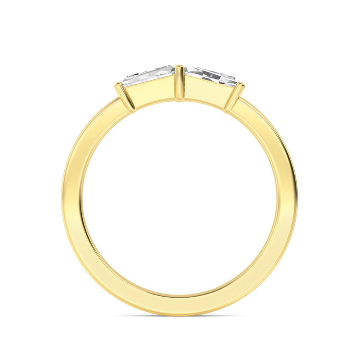 0.28ctw Tapered Baguette Cut Lab-Grown Diamond 2-Stone Stackable Band in 14k Yellow Gold