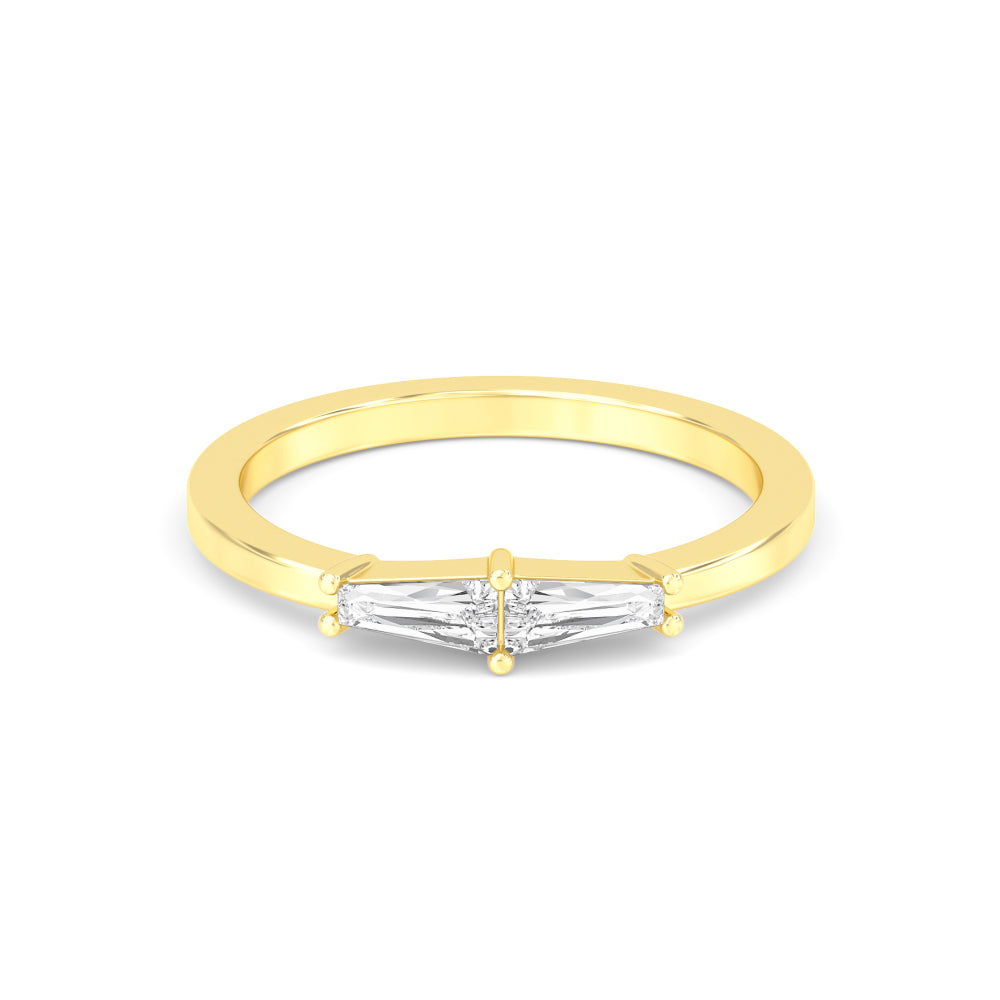 0.28ctw Tapered Baguette Cut Lab-Grown Diamond 2-Stone Stackable Band in 14k Yellow Gold