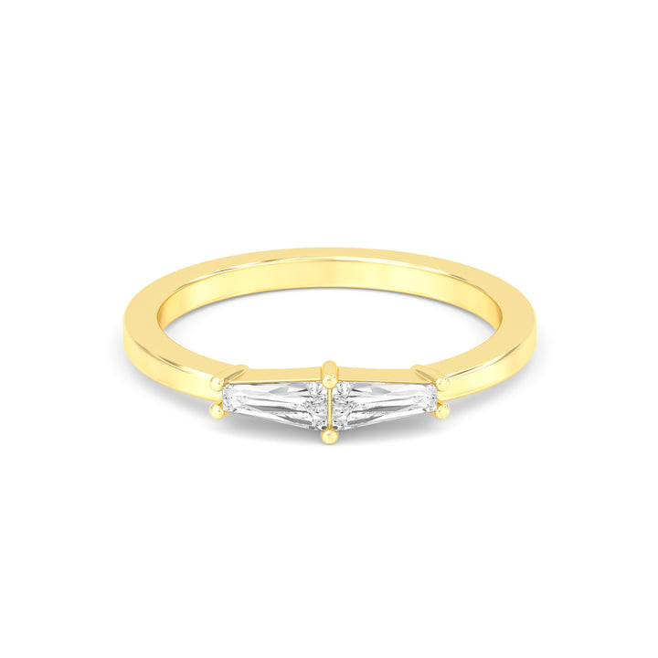 0.28ctw Tapered Baguette Cut Lab-Grown Diamond 2-Stone Stackable Band in 14k Yellow Gold
