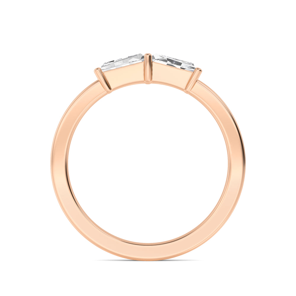 0.28ctw Tapered Baguette Cut Lab-Grown Diamond 2-Stone Stackable Band in 14k Rose Gold
