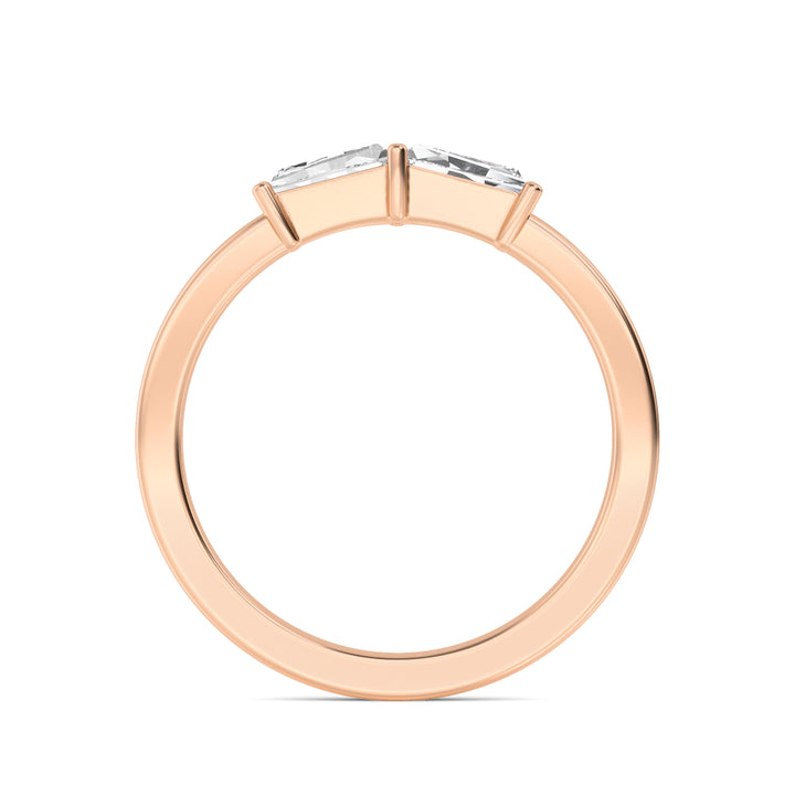 0.28ctw Tapered Baguette Cut Lab-Grown Diamond 2-Stone Stackable Band in 14k Rose Gold
