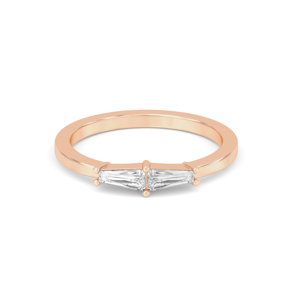 0.28ctw Tapered Baguette Cut Lab-Grown Diamond 2-Stone Stackable Band in 14k Rose Gold