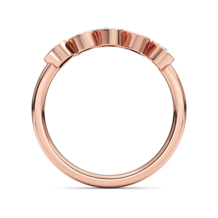 0.55ctw Alternating Oval and Pear Lab-Grown Diamond Bezel-Set Stackable Band in 14k Rose Gold