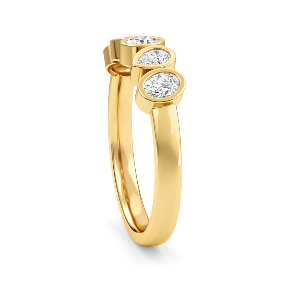0.55ctw Alternating Oval and Pear Lab-Grown Diamond Bezel-Set Stackable Band in 14k Yellow Gold