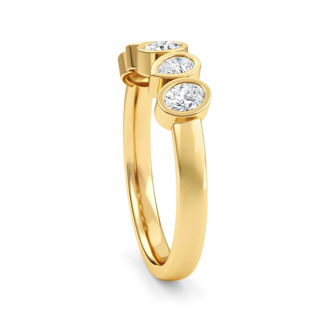 0.55ctw Alternating Oval and Pear Lab-Grown Diamond Bezel-Set Stackable Band in 14k Yellow Gold