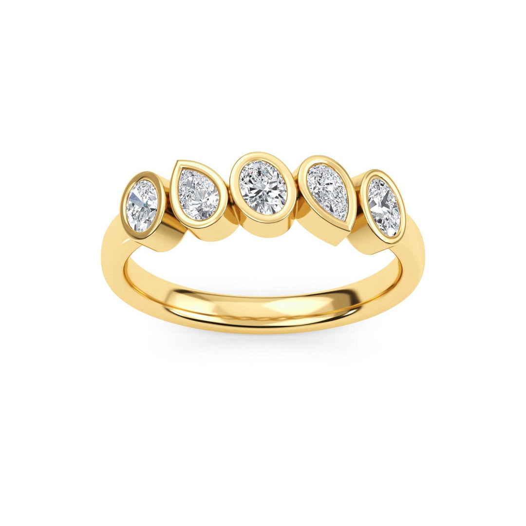 0.55ctw Alternating Oval and Pear Lab-Grown Diamond Bezel-Set Stackable Band in 14k Yellow Gold