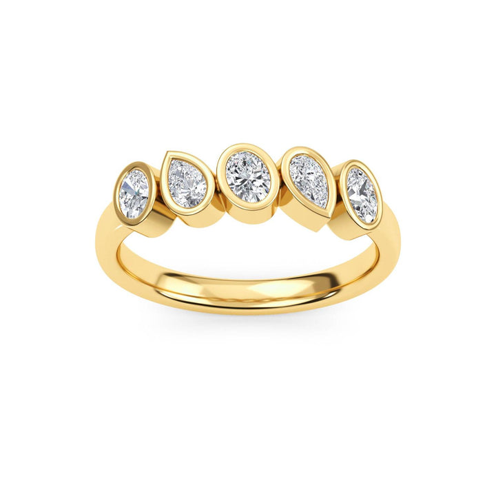 0.55ctw Alternating Oval and Pear Lab-Grown Diamond Bezel-Set Stackable Band in 14k Yellow Gold