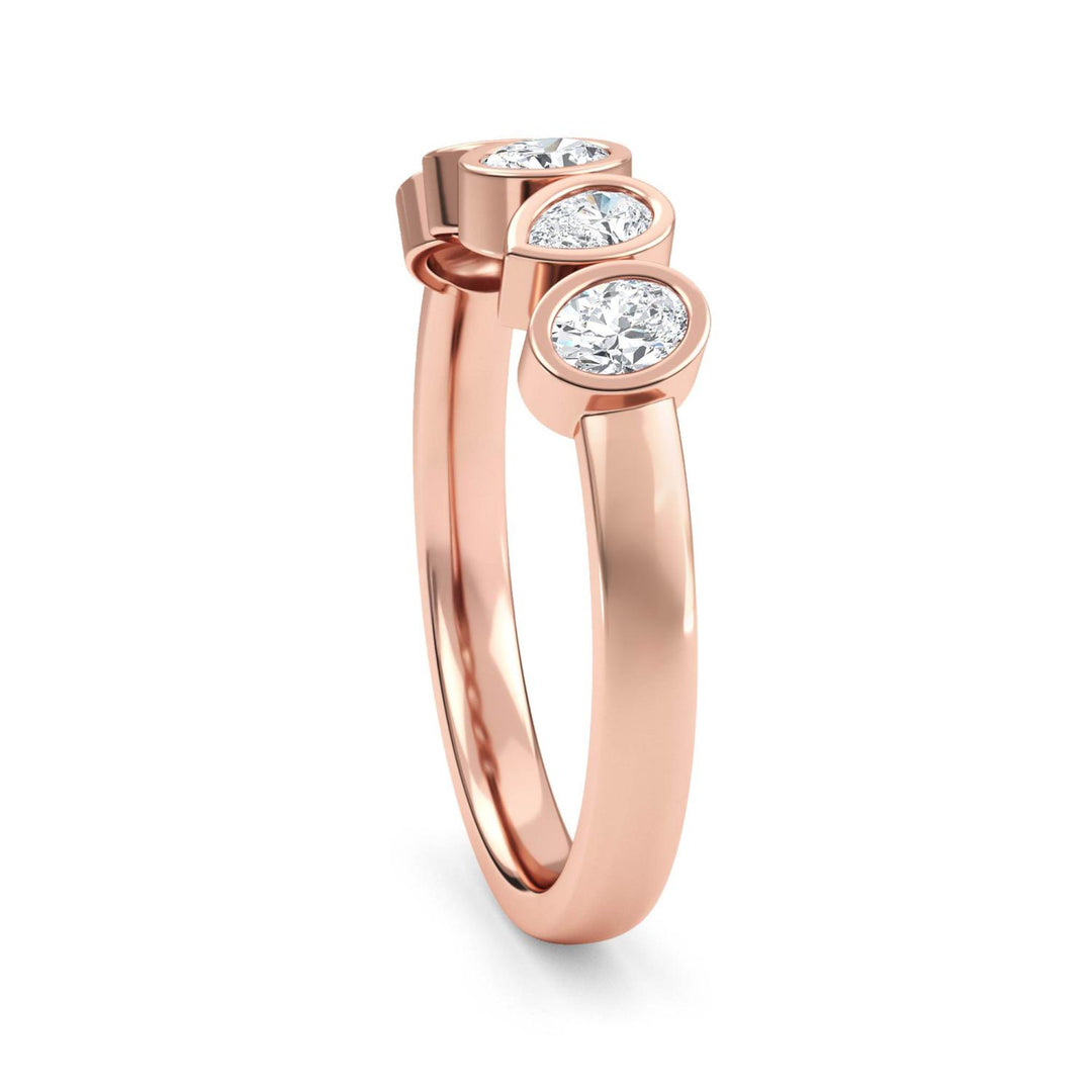 0.55ctw Alternating Oval and Pear Lab-Grown Diamond Bezel-Set Stackable Band in 14k Rose Gold
