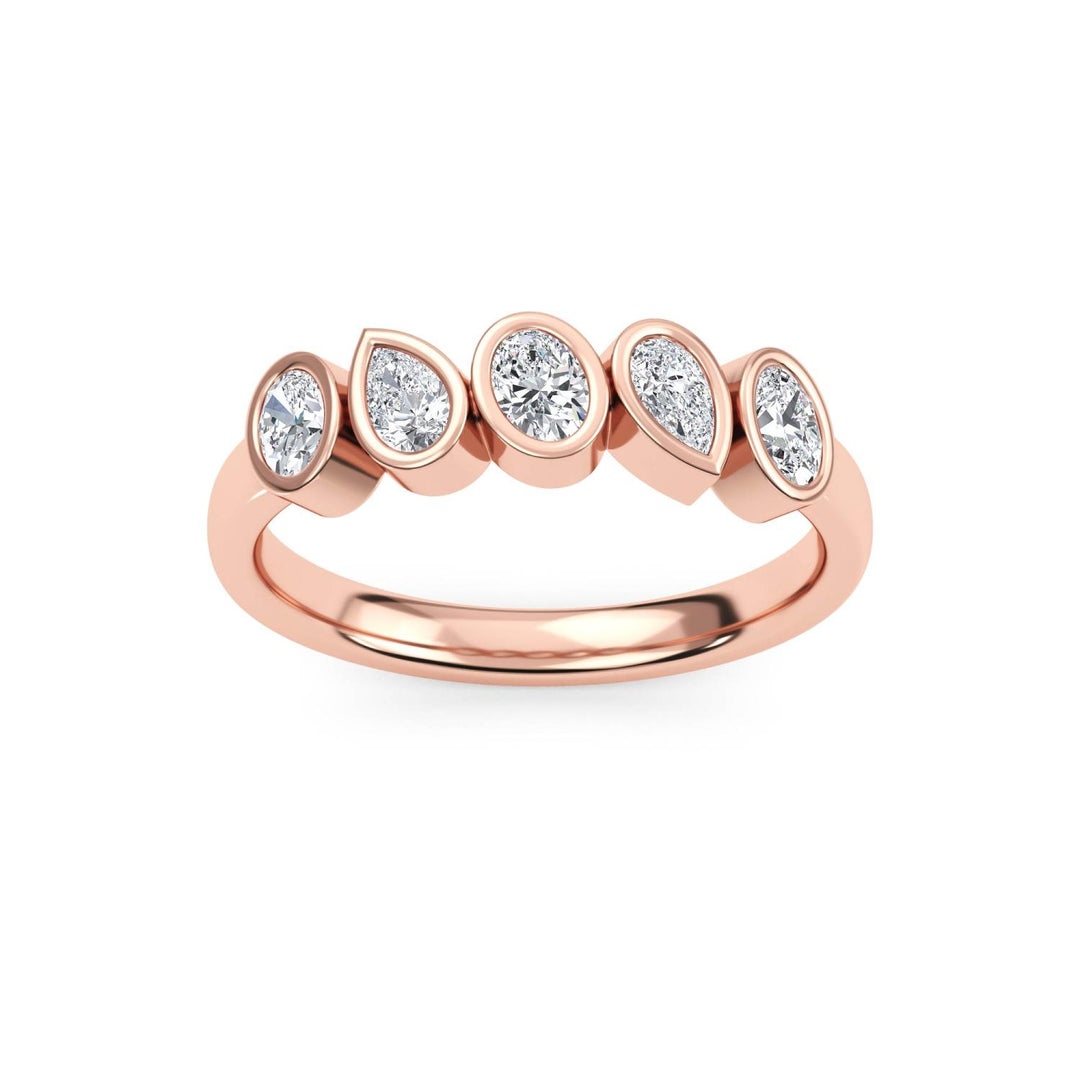 0.55ctw Alternating Oval and Pear Lab-Grown Diamond Bezel-Set Stackable Band in 14k Rose Gold