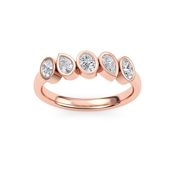 0.55ctw Alternating Oval and Pear Lab-Grown Diamond Bezel-Set Stackable Band in 14k Rose Gold