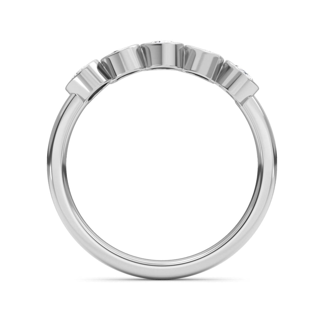 0.55ctw Alternating Oval and Pear Lab-Grown Diamond Bezel-Set Stackable Band in 14k White Gold