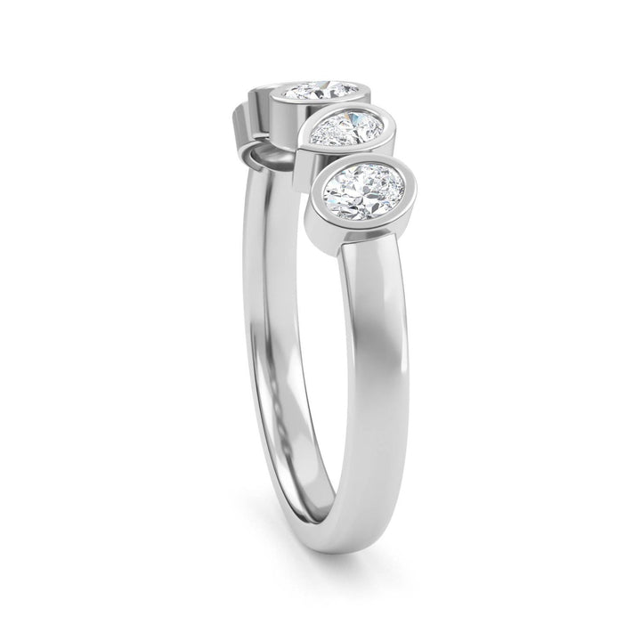 0.55ctw Alternating Oval and Pear Lab-Grown Diamond Bezel-Set Stackable Band in 14k White Gold