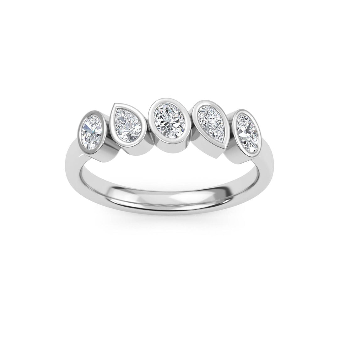 0.55ctw Alternating Oval and Pear Lab-Grown Diamond Bezel-Set Stackable Band in 14k White Gold