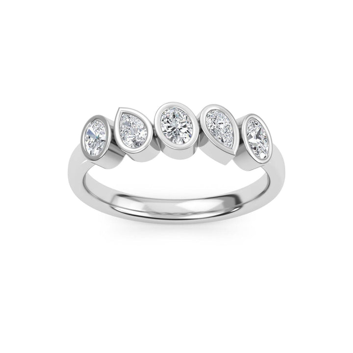 0.55ctw Alternating Oval and Pear Lab-Grown Diamond Bezel-Set Stackable Band in 14k White Gold