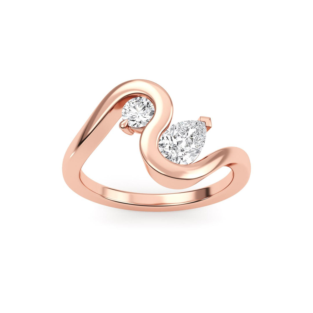 0.60ctw Pear & Round Brilliant Lab-Grown Diamond Two-Stone Ring in 14k Rose Gold