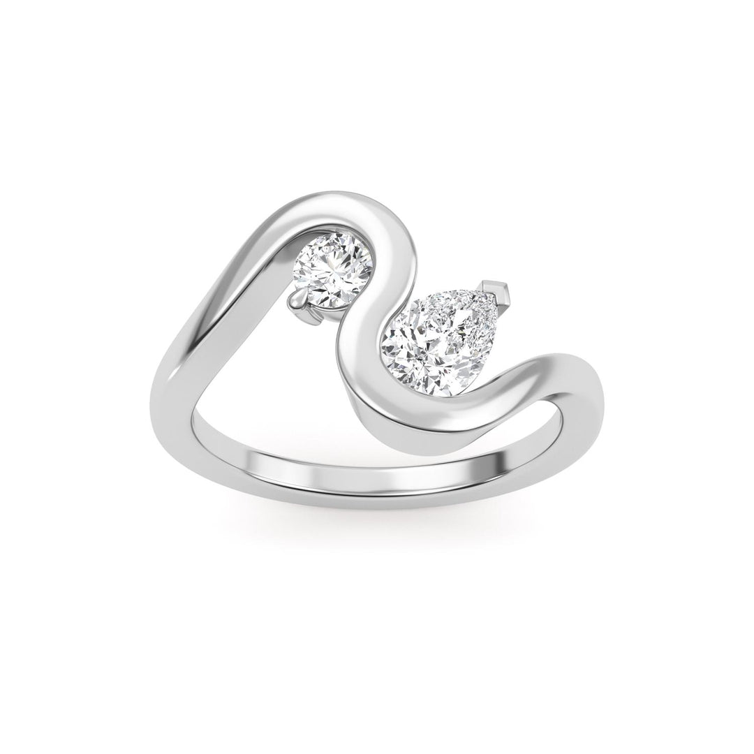0.60ctw Pear & Round Brilliant Lab-Grown Diamond Two-Stone Ring in 14k White Gold