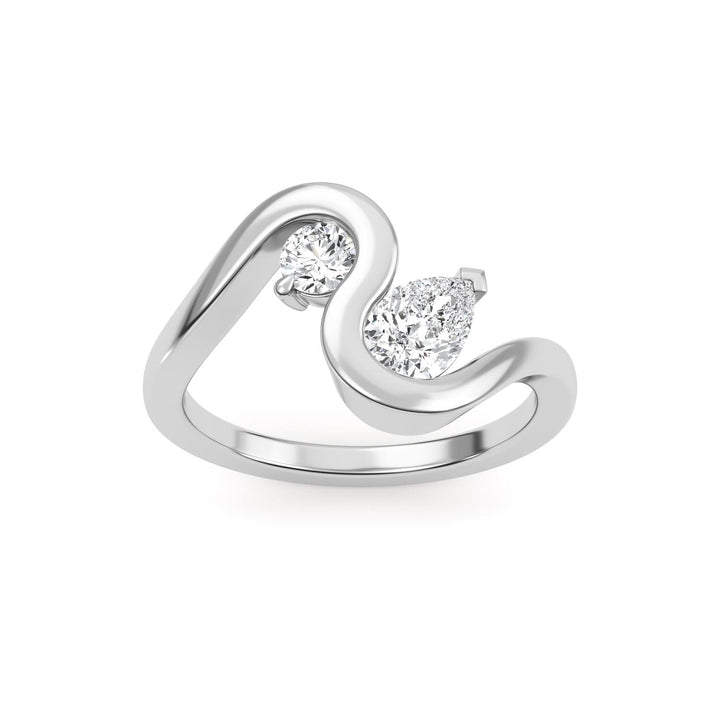 0.60ctw Pear & Round Brilliant Lab-Grown Diamond Two-Stone Ring in 14k White Gold