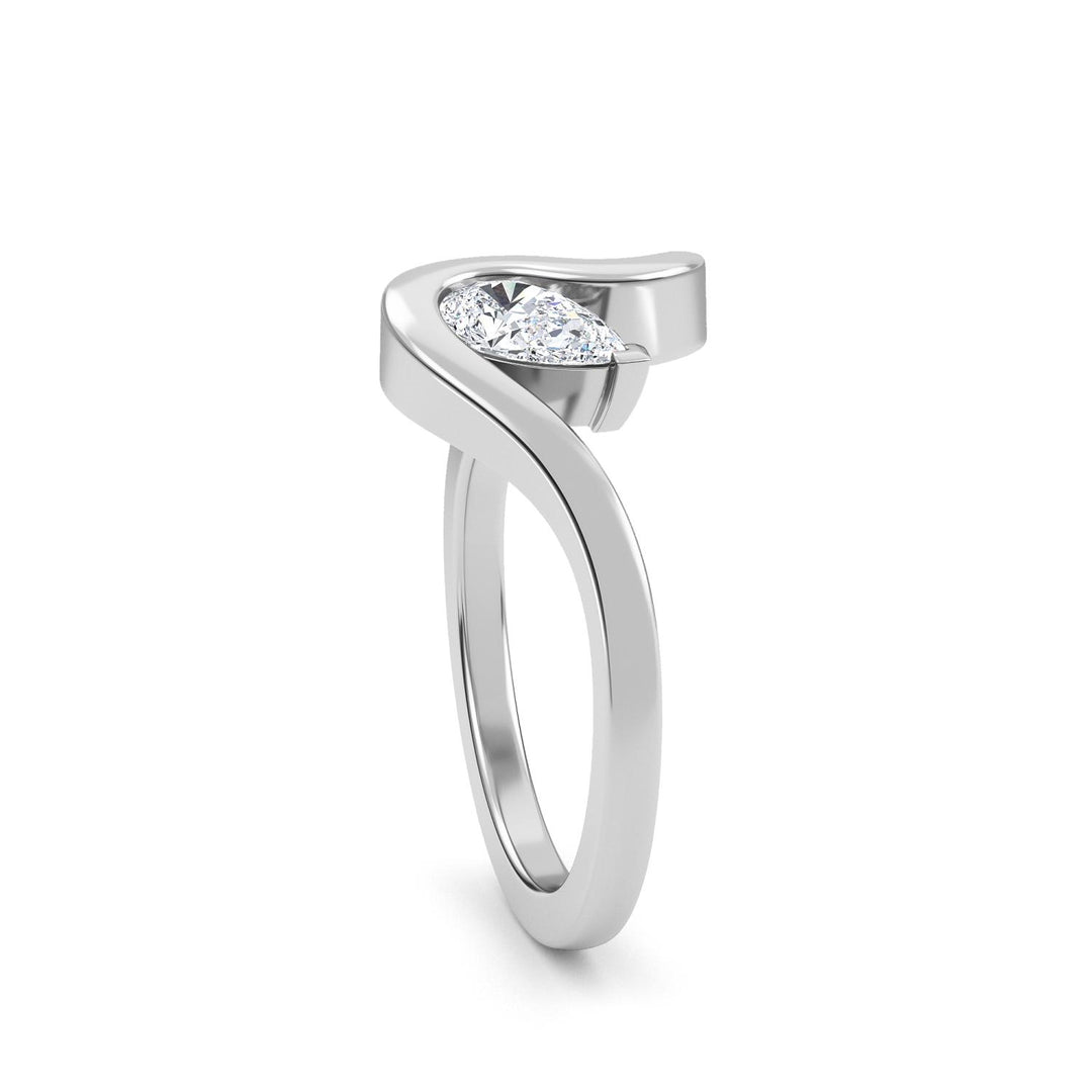 0.60ctw Pear & Round Brilliant Lab-Grown Diamond Two-Stone Ring in 14k White Gold