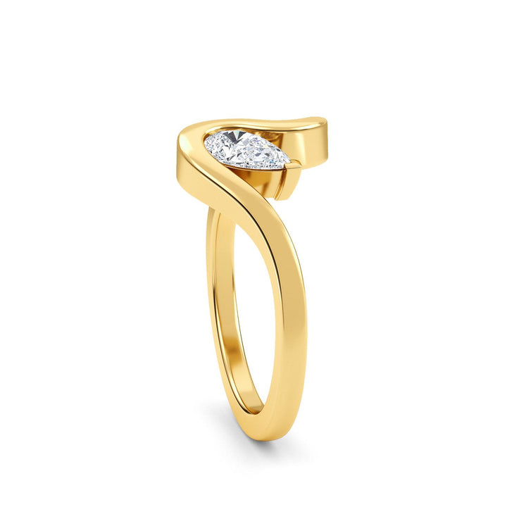 0.60ctw Pear & Round Brilliant Lab-Grown Diamond Two-Stone Ring in 14k Yellow Gold