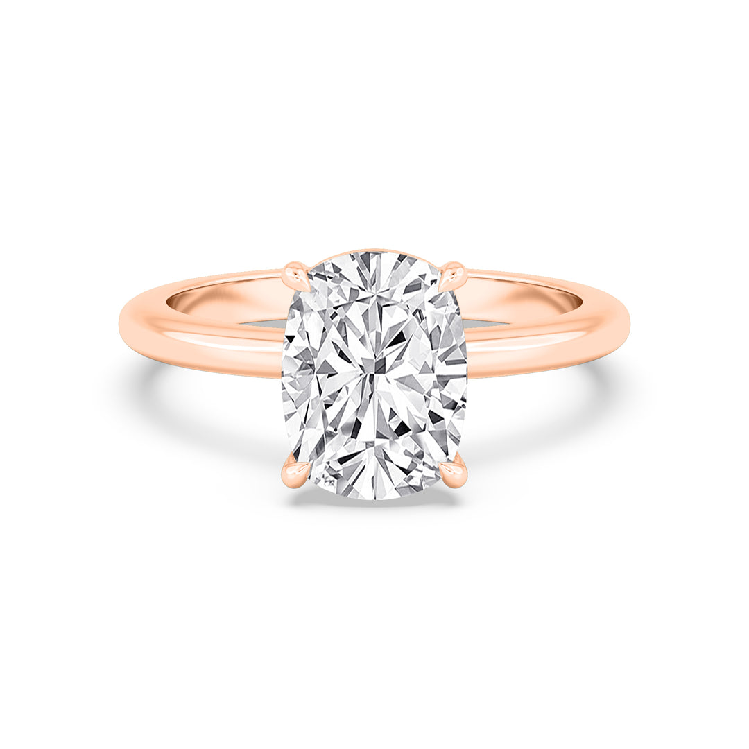 IGI Graded 3ct Cushion Cut Lab-Grown Diamond Solitaire Engagement Ring in 14k Rose Gold