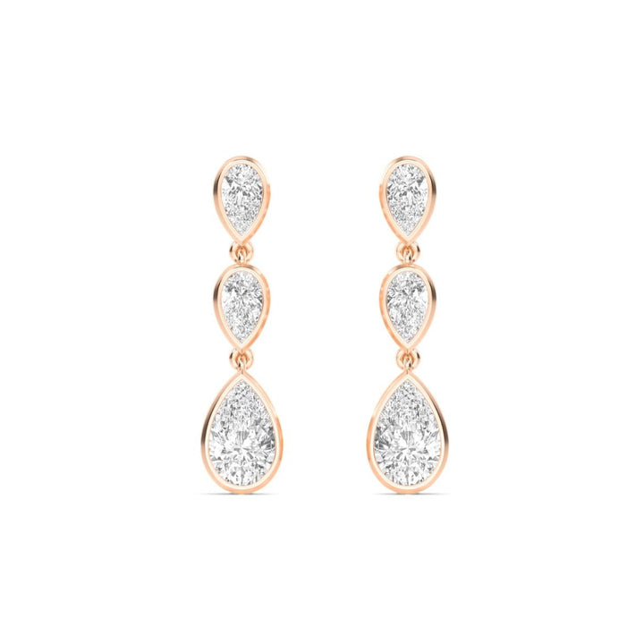 IGI Graded 4.12ctw Pear Lab-Grown Diamond Bezel-Set Dangle Earrings in 14k Rose Gold