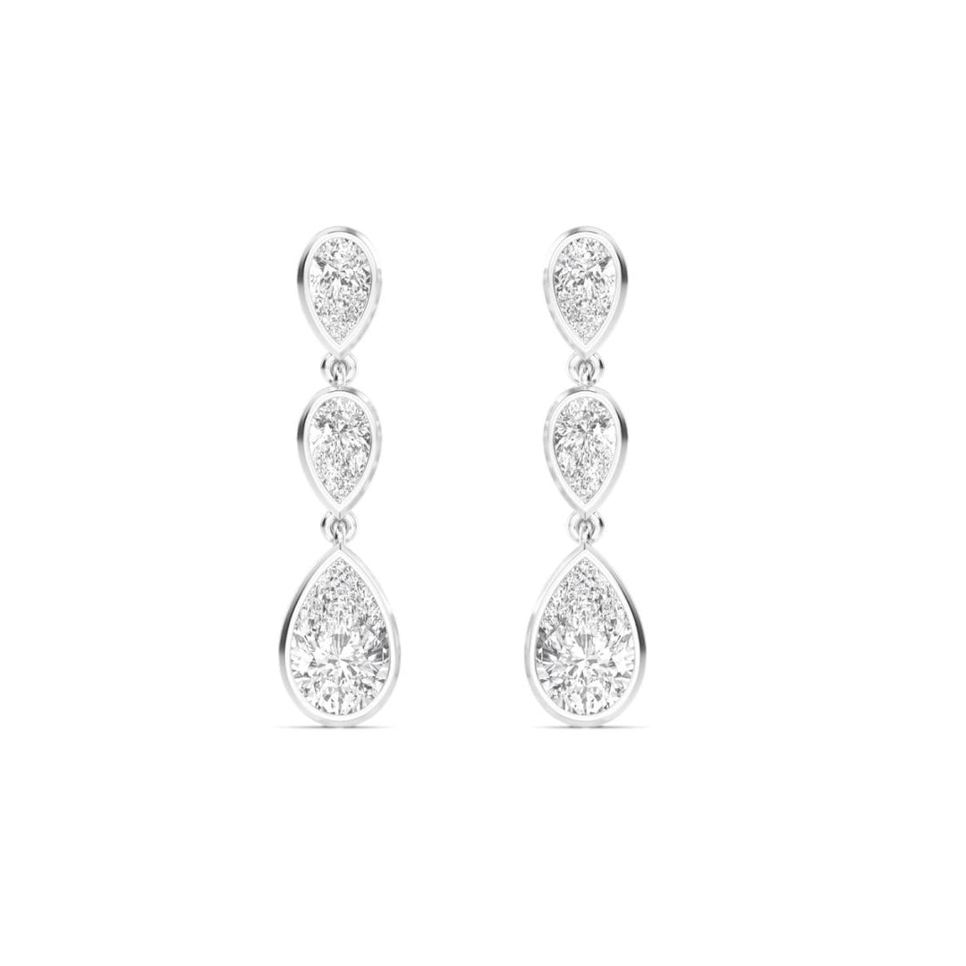 IGI Graded 4.12ctw Pear Lab-Grown Diamond Bezel-Set Dangle Earrings in 14k White Gold