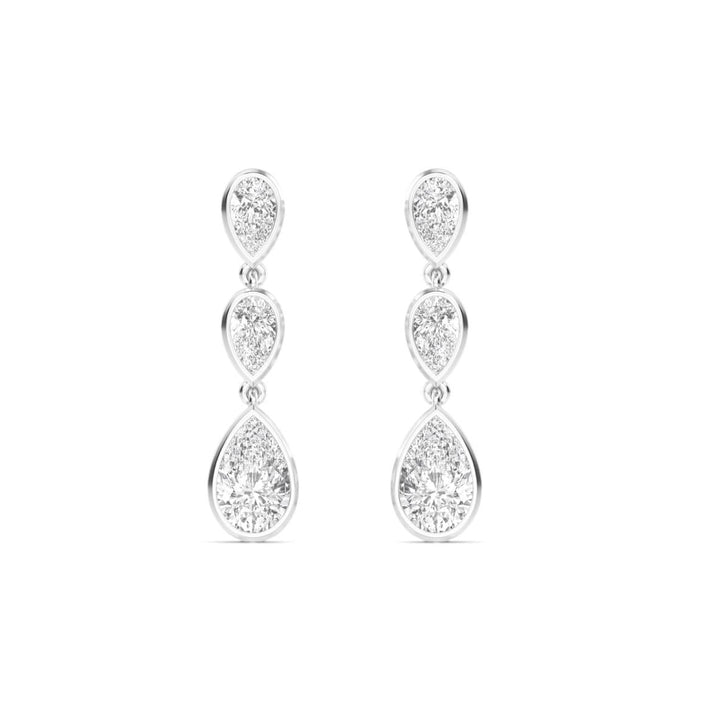 IGI Graded 4.12ctw Pear Lab-Grown Diamond Bezel-Set Dangle Earrings in 14k White Gold