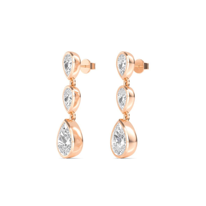 IGI Graded 4.12ctw Pear Lab-Grown Diamond Bezel-Set Dangle Earrings in 14k Rose Gold