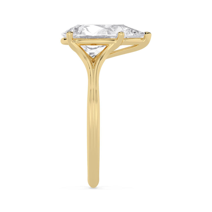 IGI Graded 3.04ct Pear Cut Lab-Grown Diamond Solitaire Split-Shank Engagement Ring in 14k Yellow Gold