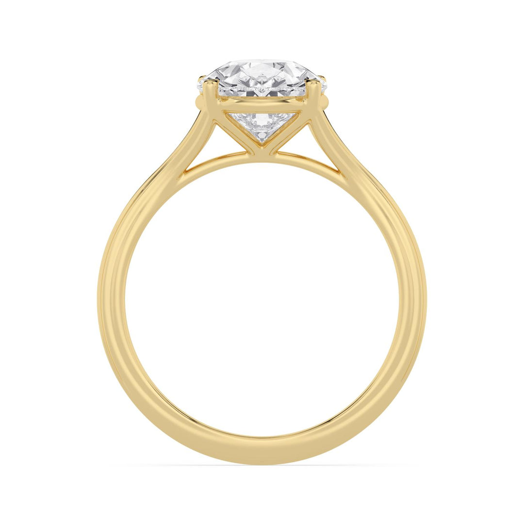 IGI Graded 3.04ct Pear Cut Lab-Grown Diamond Solitaire Split-Shank Engagement Ring in 14k Yellow Gold