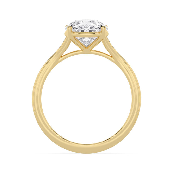 IGI Graded 3.04ct Pear Cut Lab-Grown Diamond Solitaire Split-Shank Engagement Ring in 14k Yellow Gold