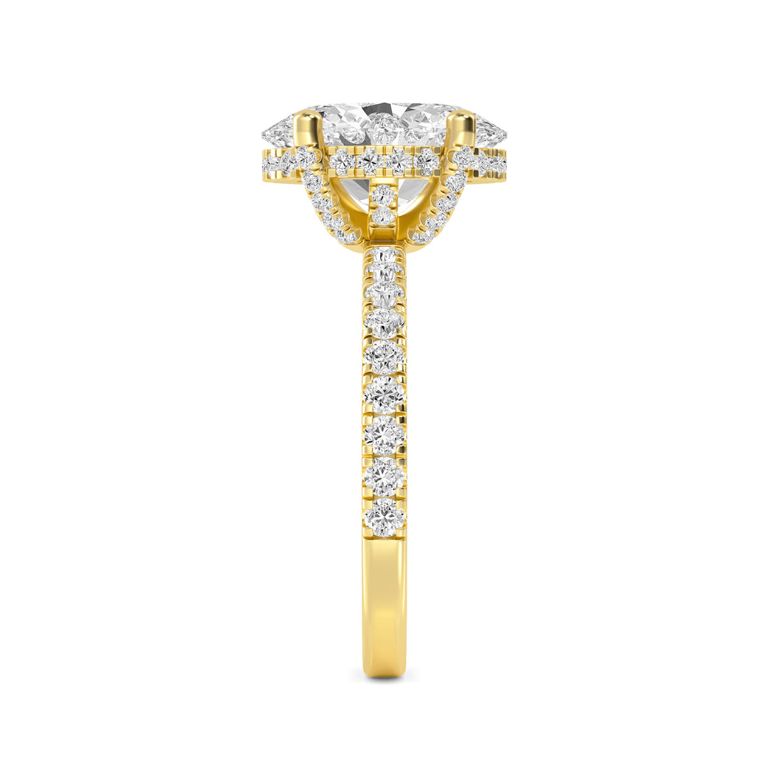 IGI Graded 4.00ct Oval with Round Brilliant Lab-Grown Diamonds Hidden Halo Engagement Ring in 14k Yellow Gold