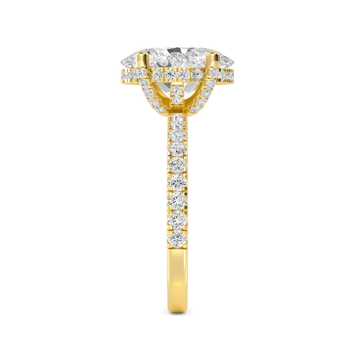 IGI Graded 4.00ct Oval with Round Brilliant Lab-Grown Diamonds Hidden Halo Engagement Ring in 14k Yellow Gold