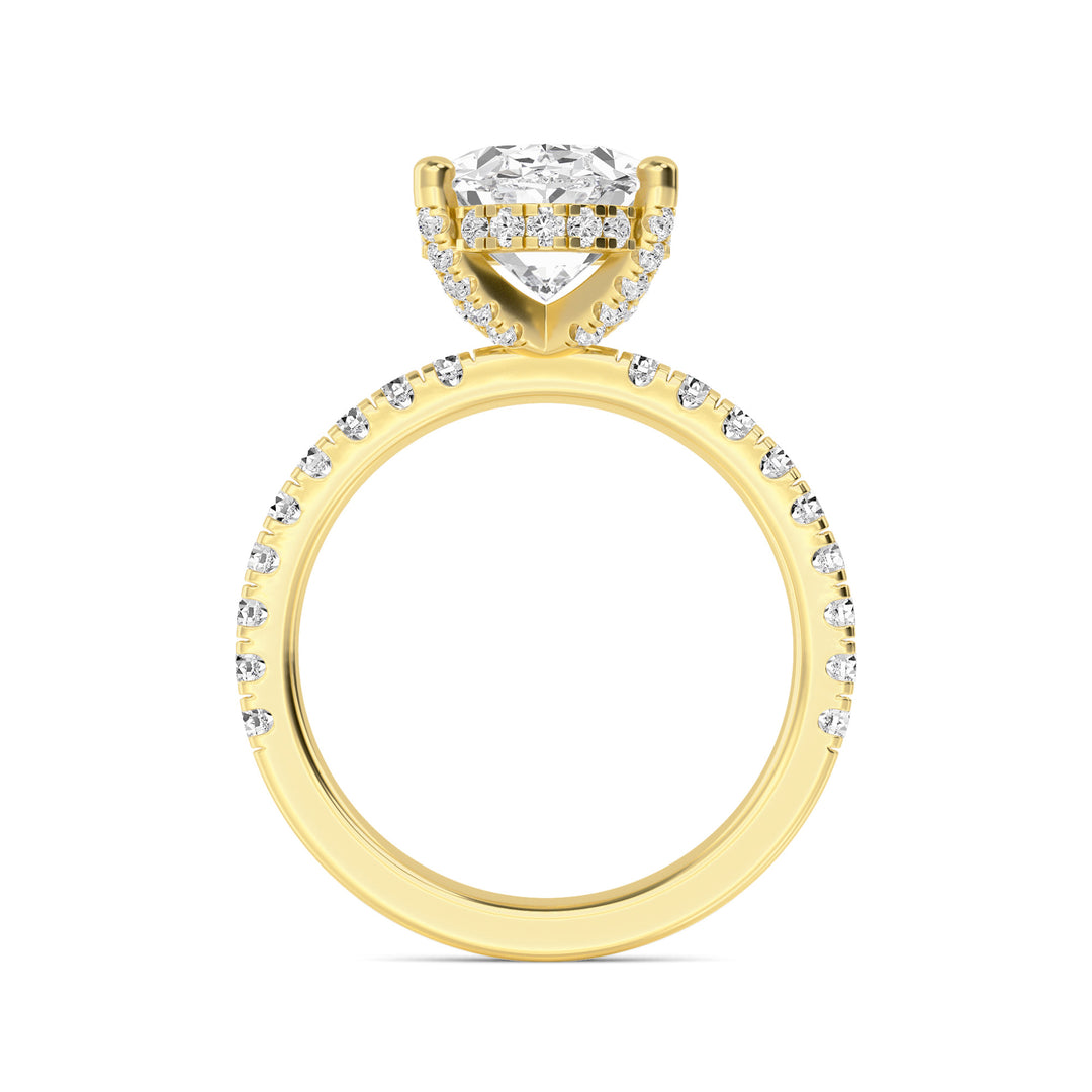 IGI Graded 4.00ct Oval with Round Brilliant Lab-Grown Diamonds Hidden Halo Engagement Ring in 14k Yellow Gold