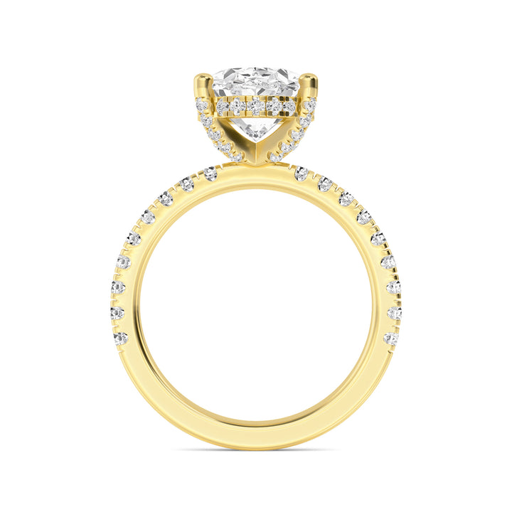 IGI Graded 4.00ct Oval with Round Brilliant Lab-Grown Diamonds Hidden Halo Engagement Ring in 14k Yellow Gold