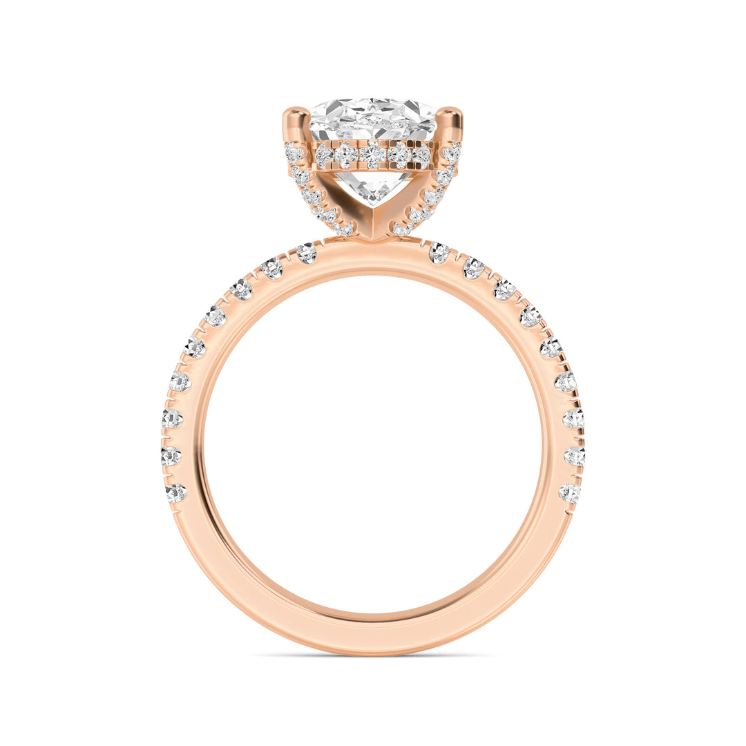 IGI Graded 4.00ct Oval with Round Brilliant Lab-Grown Diamonds Hidden Halo Engagement Ring in 14k Rose Gold
