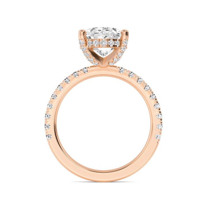 IGI Graded 4.00ct Oval with Round Brilliant Lab-Grown Diamonds Hidden Halo Engagement Ring in 14k Rose Gold