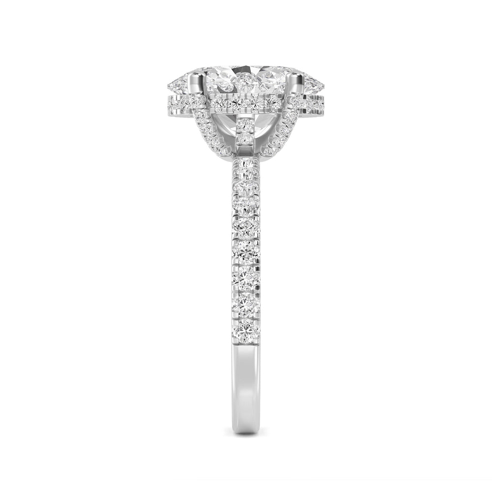 IGI Graded 4.00ct Oval with Round Brilliant Lab-Grown Diamonds Hidden Halo Engagement Ring in 14k White Gold