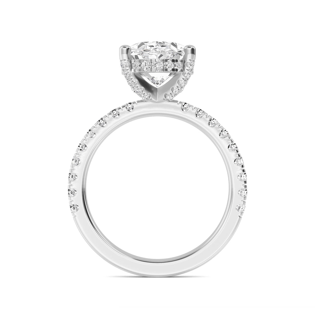 IGI Graded 4.00ct Oval with Round Brilliant Lab-Grown Diamonds Hidden Halo Engagement Ring in 14k White Gold