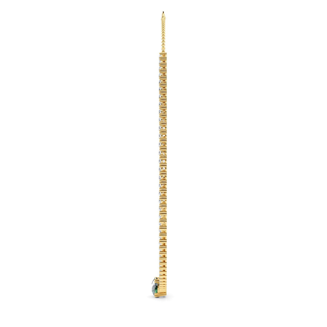 12.43ctw Round Brilliant Lab-Grown Diamond & Emerald Tennis Necklace in 14k Yellow Gold